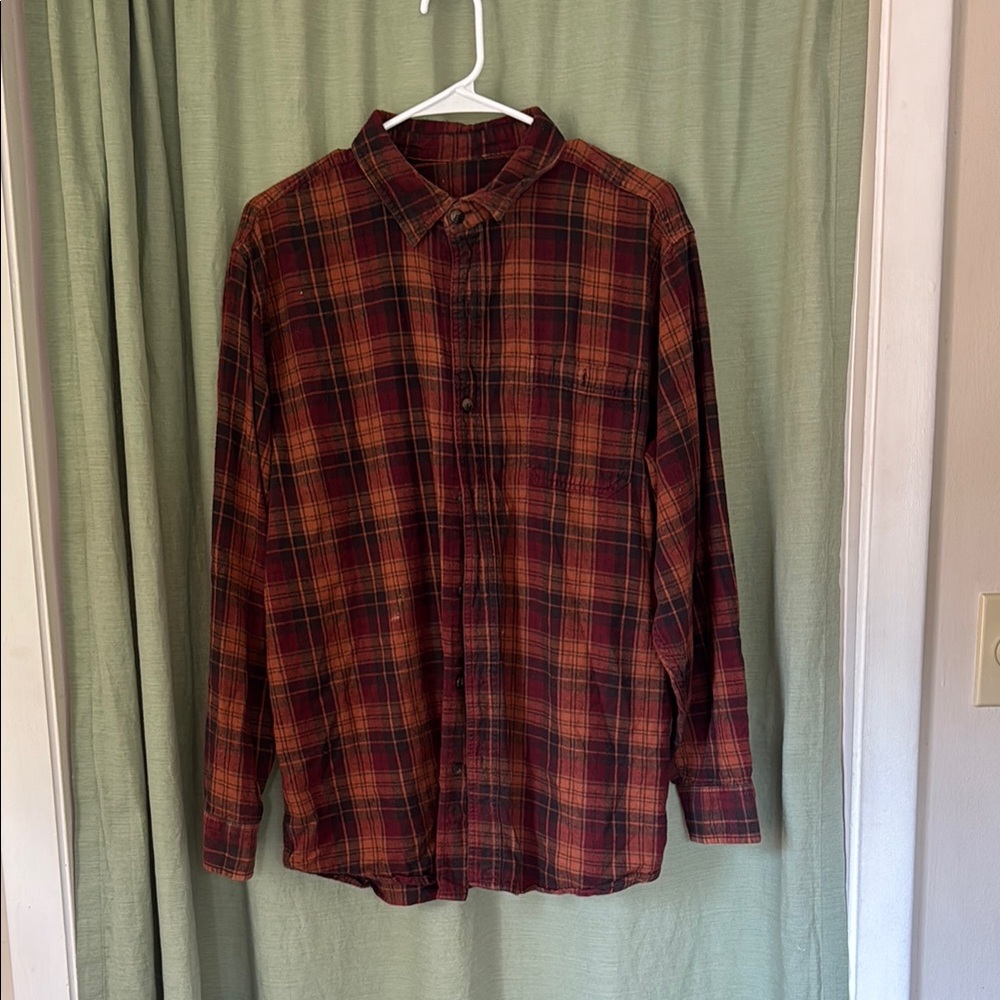 BDG Red and Brown Plaid Button-Down Shirt